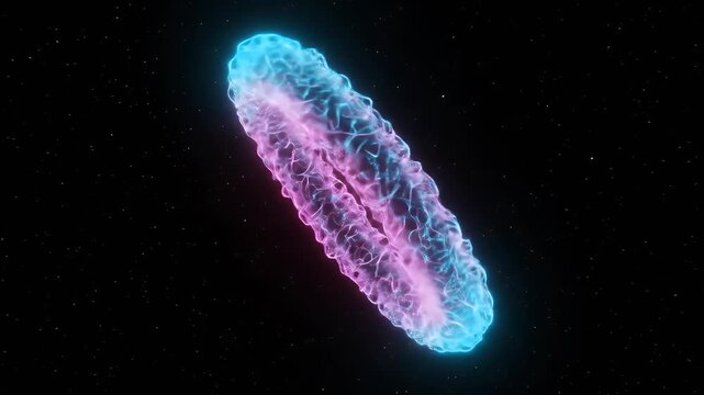 Abstract Neon Ring Particle Animation Background Glowing Blue Pink