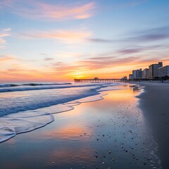 Myrtle Beach Sunrise - A Coastal Reflection of Dawns Light.