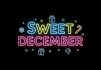 Neon sweet december holiday graphic