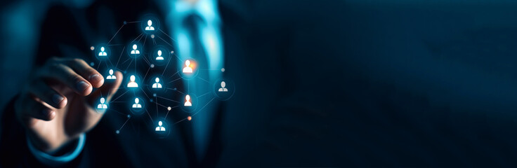 ore concept of attracting talent and recruiting a diverse workforce people, with ample copy space for messaging about company policies. HR workforce recruitment concept banner.