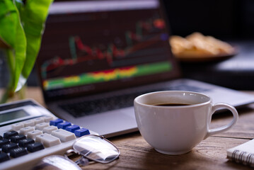 cup of coffee and laptop