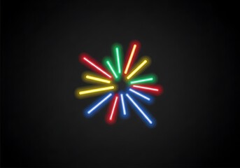 Colorful neon lights burst on black