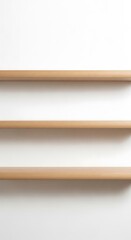 Minimalist Wooden Shelves on White Wall - Clean and Simple Design.