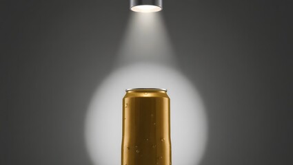 The black background highlights the isolated, 3D vector illustration of a glass bottle containing a light liquid drink