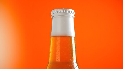 A refreshing cold glass of golden lager beer stands next to a celebratory bottle of white wine on a transparent surface
