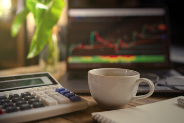 cup of coffee and laptop