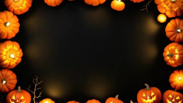 Halloween Pumpkin Frame - Spooky Season Celebration with Jack-o-Lanterns.