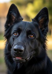 Intense Gaze - A Black German Shepherds Focused Portrait.