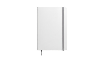 White notebook with elastic band and bookmark blank journal