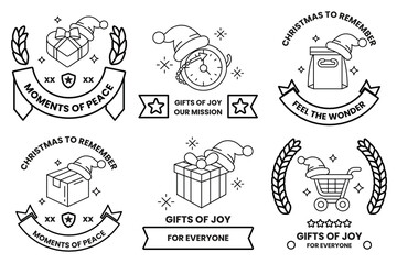 A set of Christmas themed symbols and images