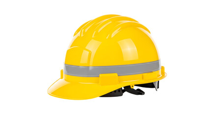 Yellow hard hat with reflective stripe isolated on transparent background