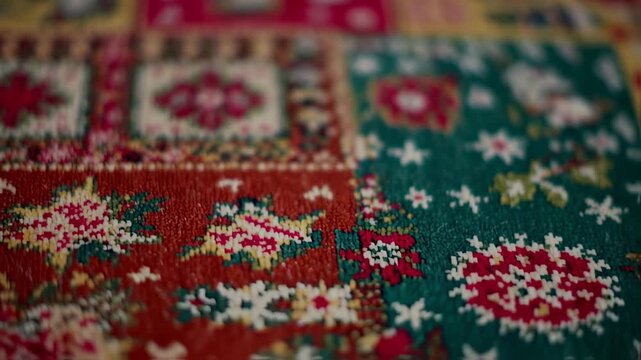 Colorful Quilt Pattern Close-Up - A Textile Art Showcase.