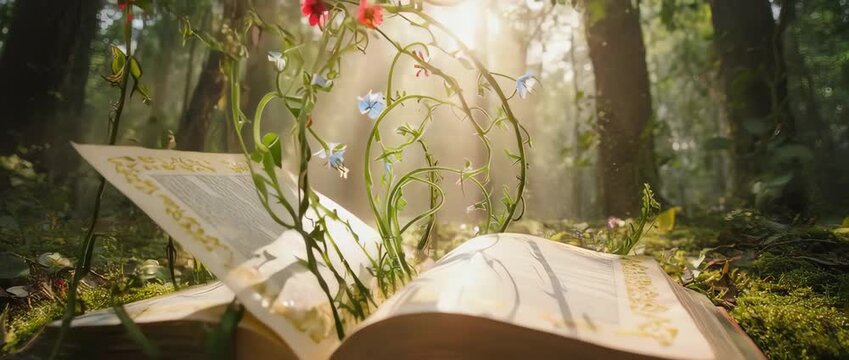 A beautiful animation where nature springs to life from the pages of a book. Symbolizes stories about nature, life, growth, and ecological knowledge.