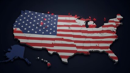 USA 2020 Elections 3D Background American Flag Map States Vote - Powered by Adobe