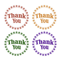 Obraz premium Thank You Label Set – Autumn Color Palette (Wine Red, Orange, Green, Purple)
