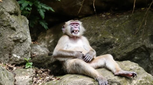 Monkey Business - A Relaxing Primate on the Rocks.