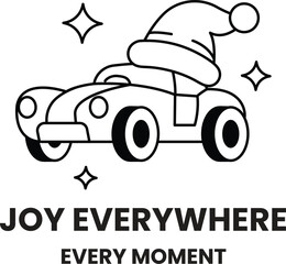 Fototapeta premium A car with a hat on it is smiling and saying 