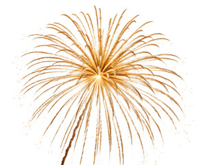 Obraz premium A single golden firework exploding in a starburst pattern, isolated on transparent background