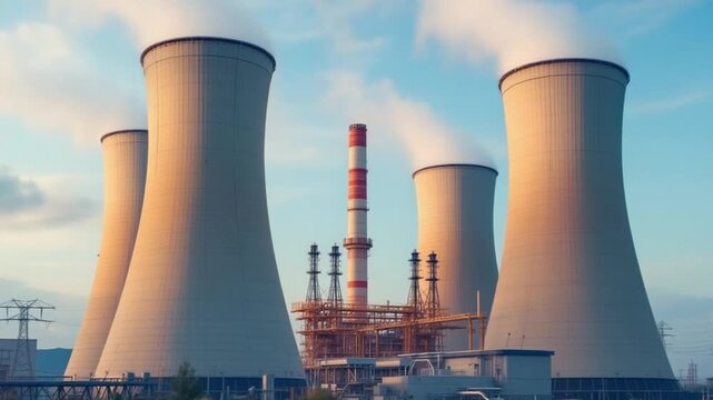 Nuclear Power Plant Cooling Towers - Energy Production and Environmental Impact.