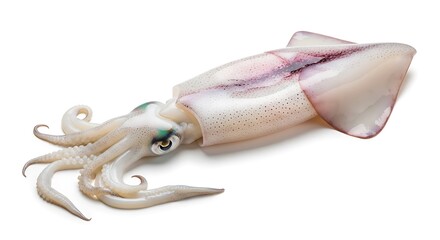 Fresh Squid Isolated on White Background - Seafood Delicacy.