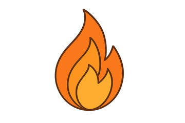 Stylized orange and yellow flame icon featuring a thick dark outline