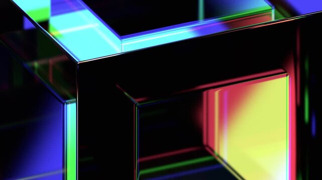 Abstract animation, glass geometric background, 4k seamless looped video, 3d render