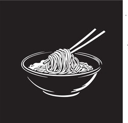 noodles in a bowl on a black background