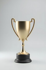 A gleaming golden trophy with a sleek black base stands against a clean, neutral background, symbolizing accomplishment and victory.