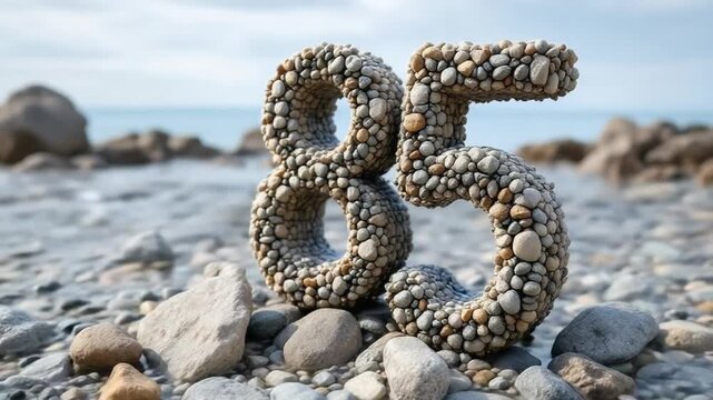 Eighty-Five Pebble Art on Beach - A Milestone Celebration by the Sea.
