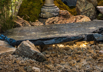 Tranquil Stone Pathway Surrounded by Nature's Beauty and Serenity