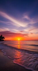 Golden Hour Serenity - A Tropical Beach Sunset.