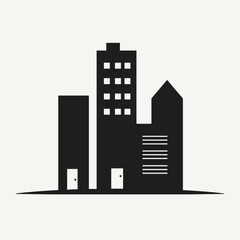 Fototapeta premium Isolated buildings symbolize urban architecture in minimalist style. Isolated buildings represent modern cityscape with skyscrapers and houses, standing out with their stark contrast.