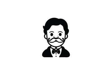 Fototapeta premium Formal gentleman with mustache and bow tie a striking black silhouette