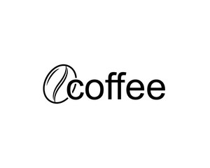Minimalist coffee logo design featuring a coffee bean with the word 'coffee' in a modern font