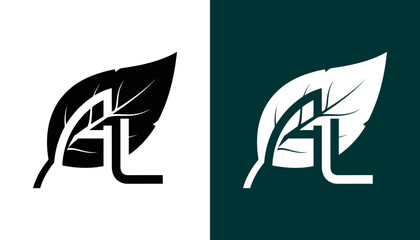 Minimalist leaf logo design with stylized letters, showcasing nature-inspired branding elements