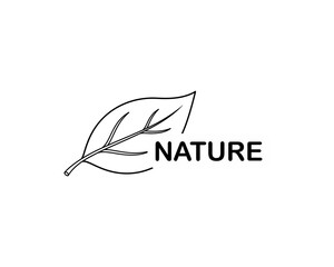 Minimalistic design featuring a leaf symbolizing nature with the word 'NATURE' integrated