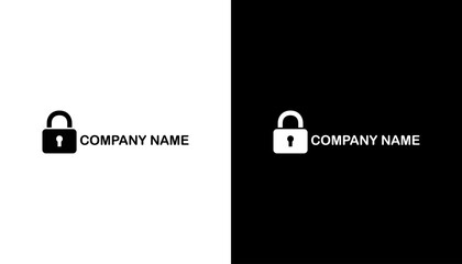 Minimalist logo design featuring a padlock symbol on contrasting backgrounds, ideal for security themes