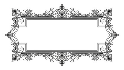 Ornate vintage frame design featuring intricate swirls and floral patterns, ideal for elegant invitations