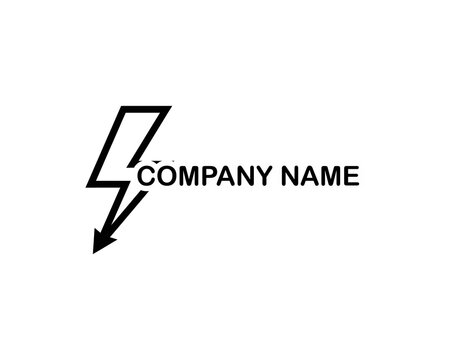 Simple lightning bolt logo design with company name, emphasizing energy and power themes