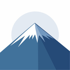 Abstract mountain peak illustration with a bright circle isolated on white