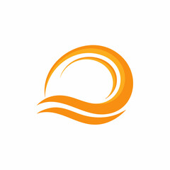 Abstract orange swirl icon graphic design element on white background