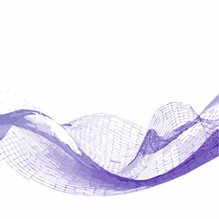 Abstract purple waveform graphic with grid texture isolated on white