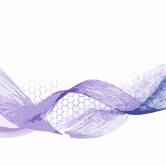 Abstract purple wave design with hexagonal pattern on white background