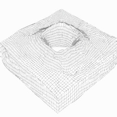 Abstract three dimensional geometric illustration of a hole against a white background