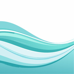 Abstract turquoise wave design graphic element isolated on white background