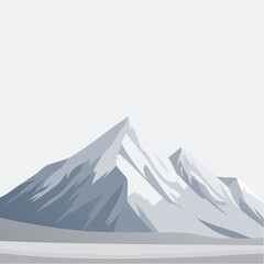 Abstract vector illustration of majestic mountain range with snow covered peaks