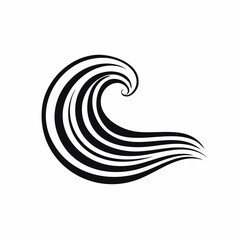 Abstract wave graphic illustration in black and white isolated on white