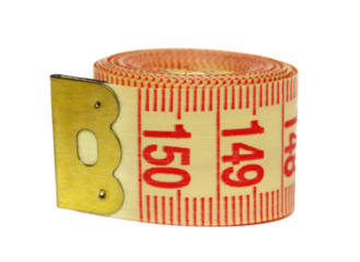 Metric measuring tape roll isolated on white background