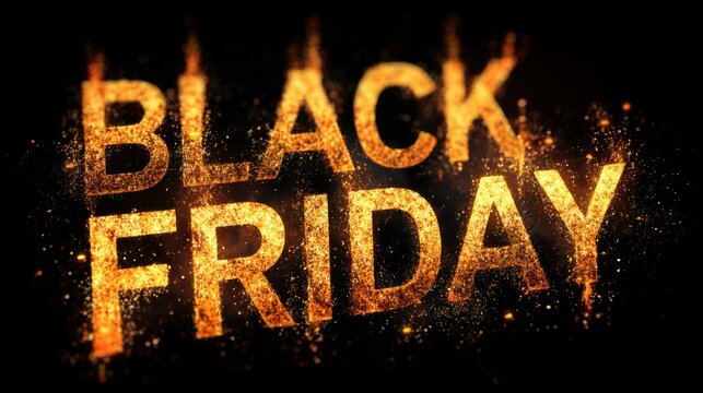 Black Friday text in burning embers - Powered by Adobe