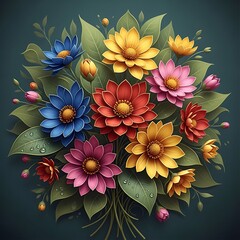 Colorful Floral Bouquet - A Vibrant Display of Natures Beauty.